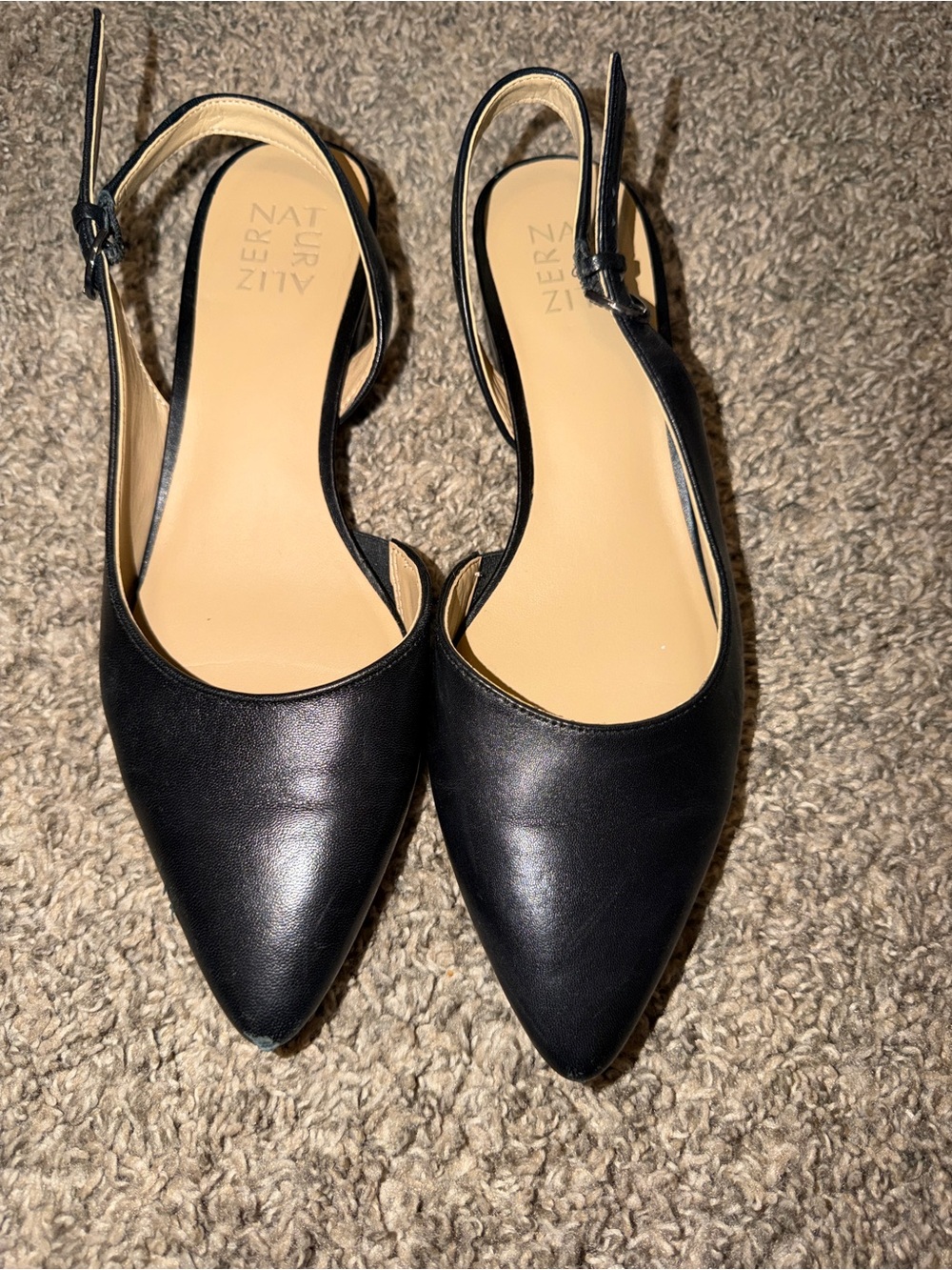 Naturalizer Black Pointed Slingback Flats